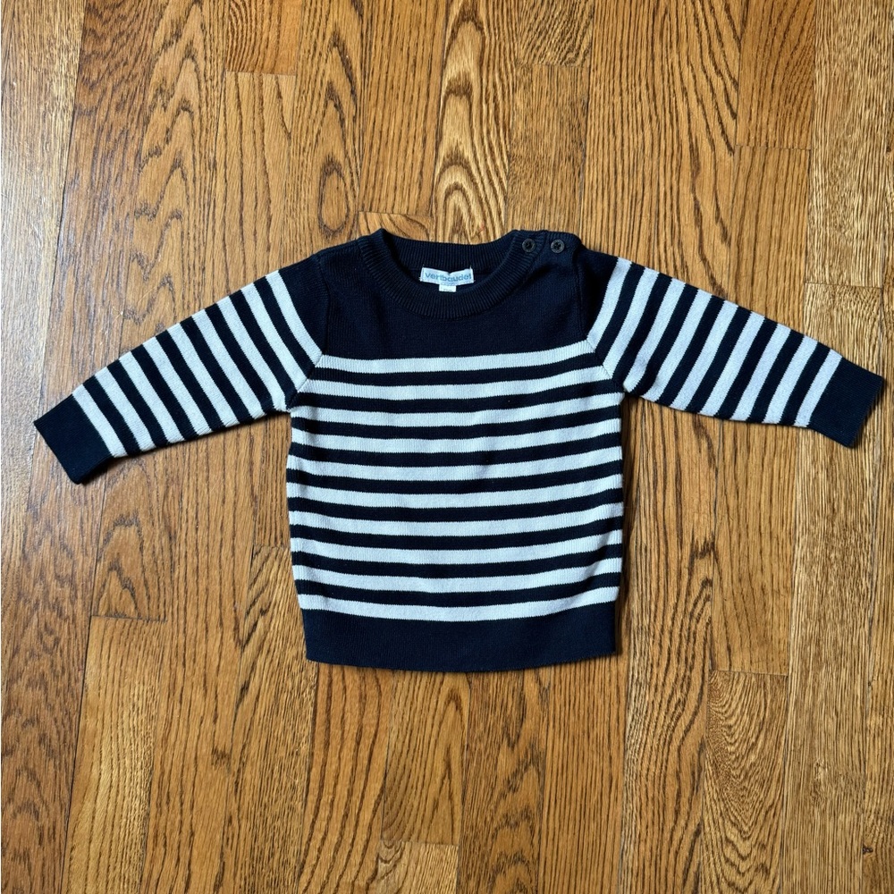 Vertbaudet - striped sweater - navy and white